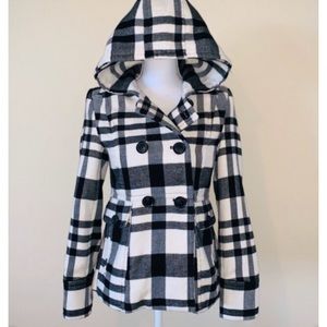 A.N.A Plaid hooded Peacoat